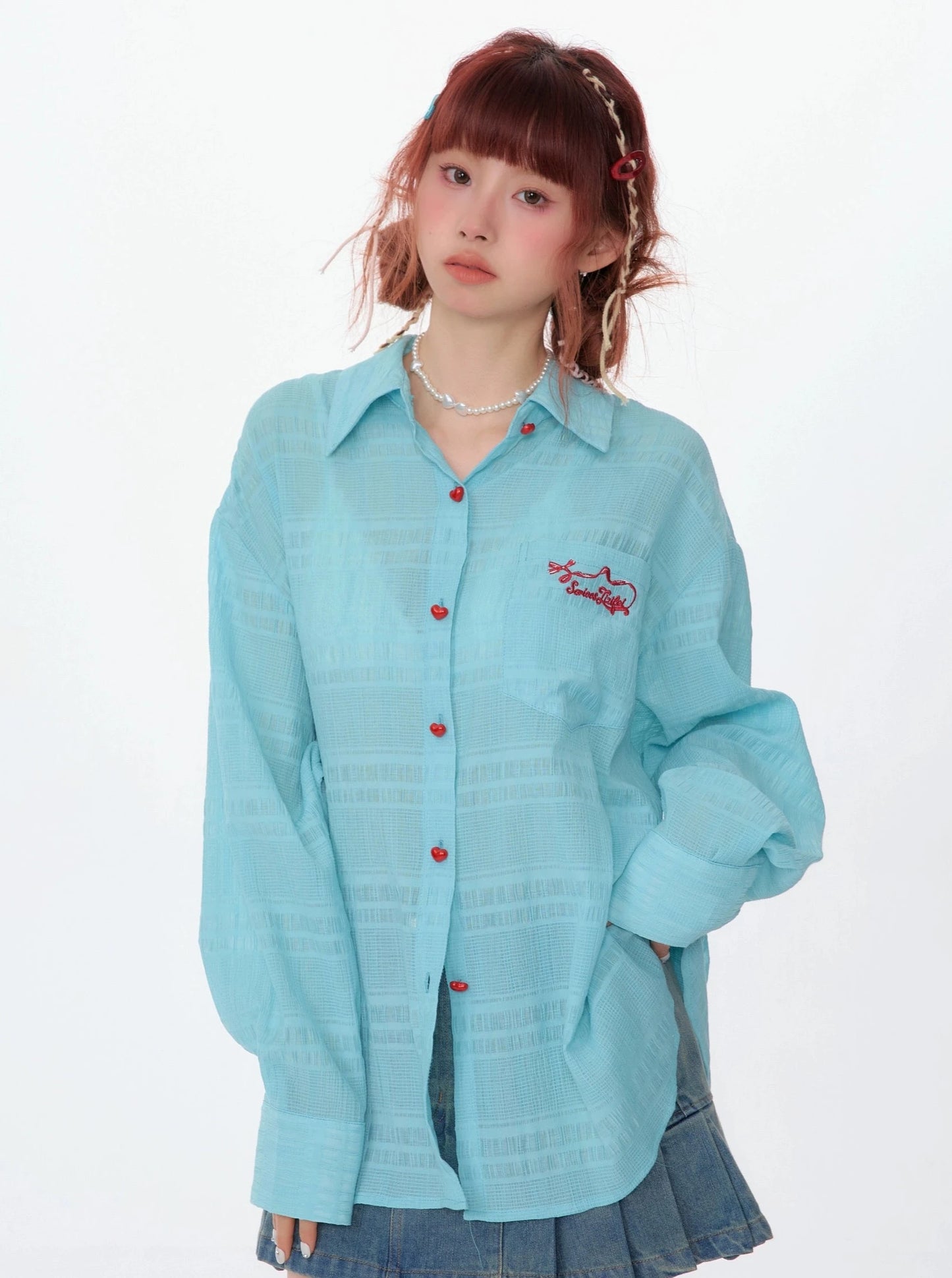 American Retro Mid Length Loose Thin Shirt