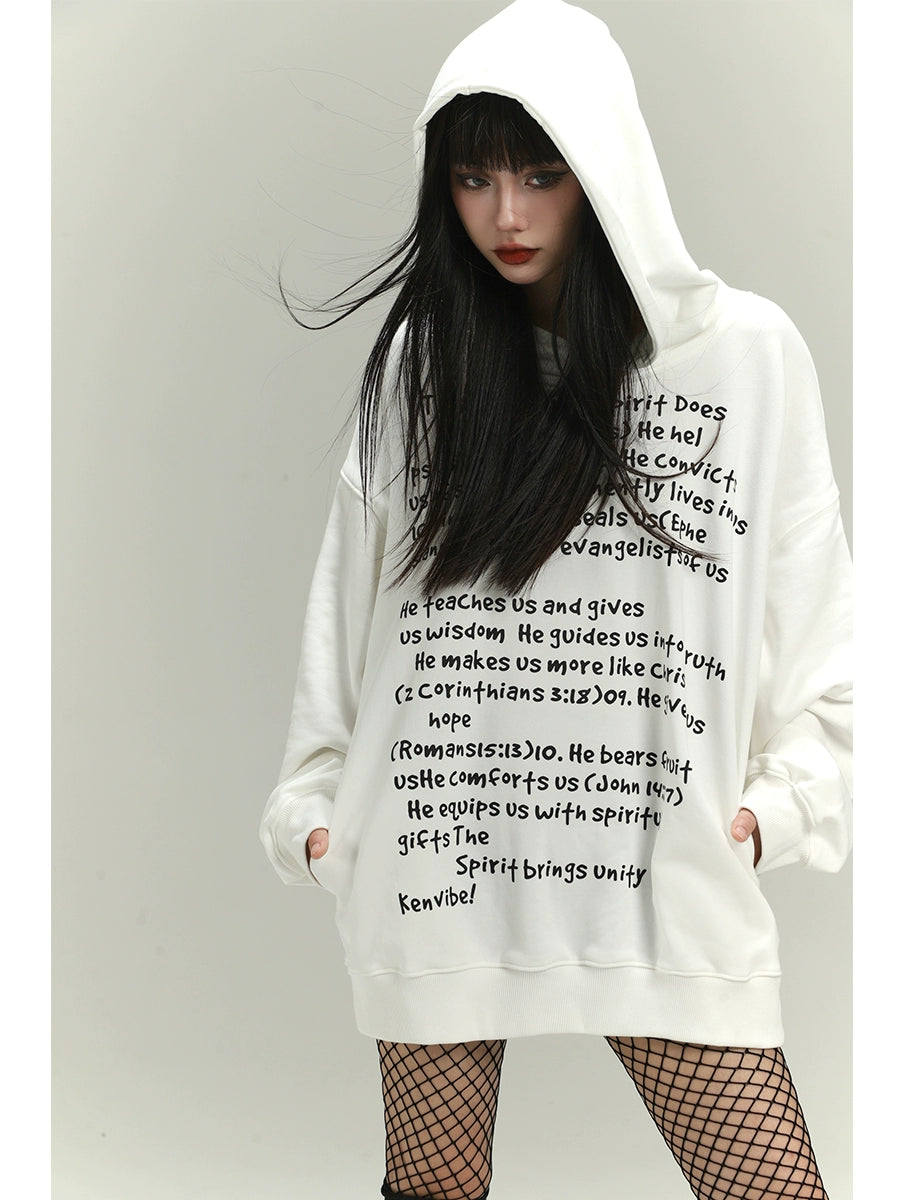 American retro white loose sweatshirt coat