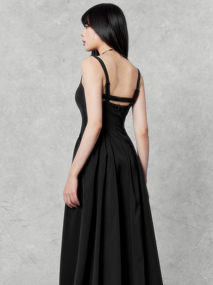 Hepburn Square Neck Waist Dress