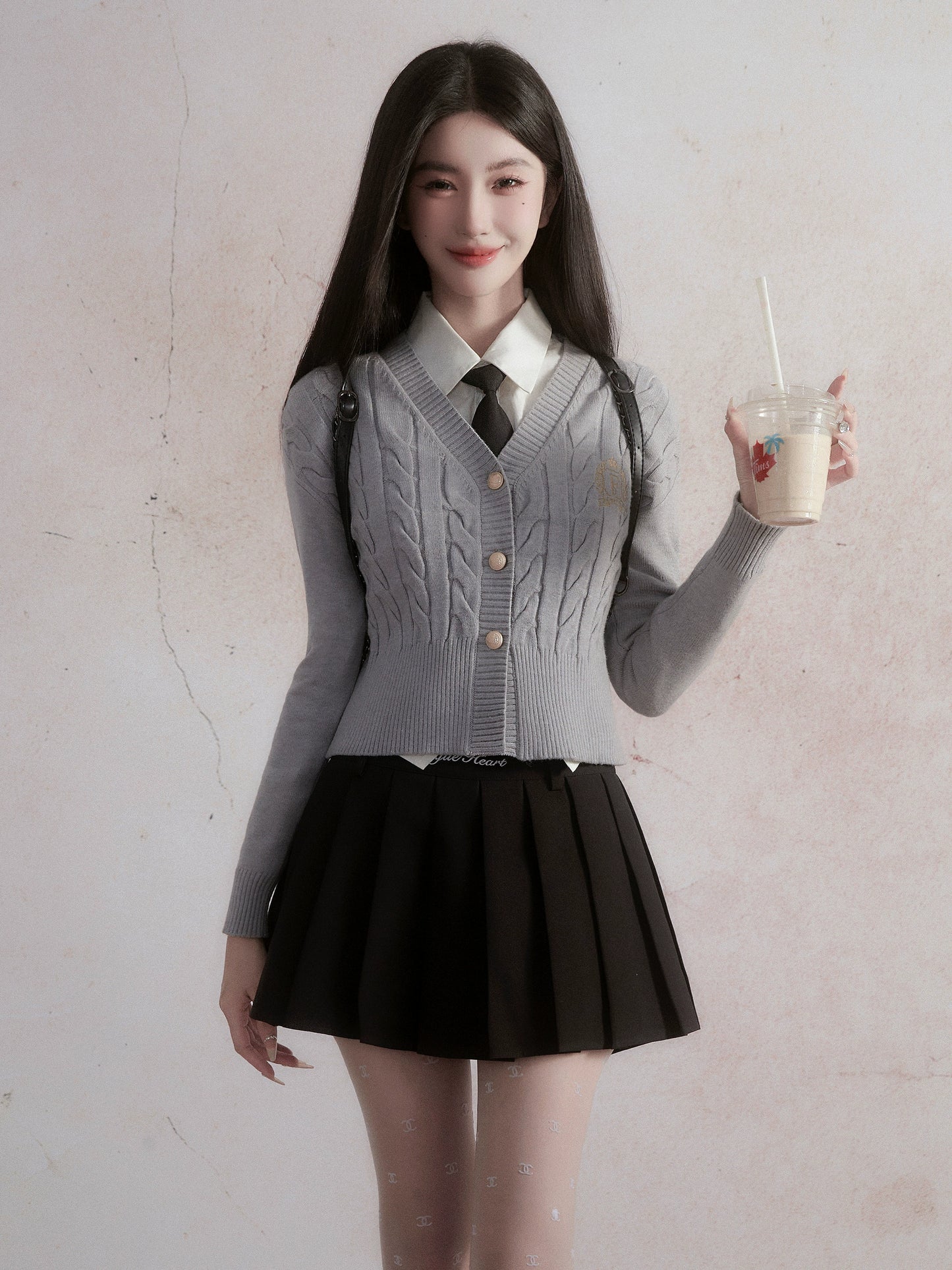 Korean knitted cardigan preppy tops