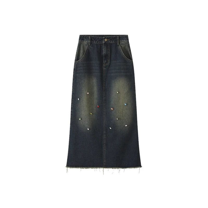 Retro slimming high-waisted A-line skirt