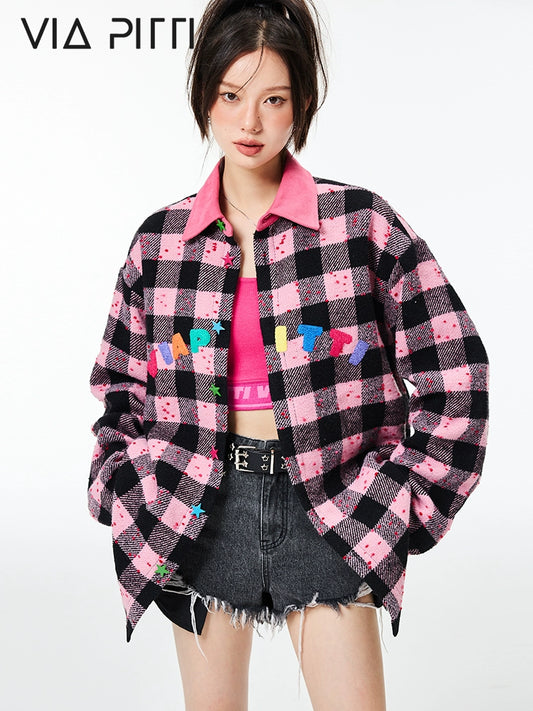 plaid padded jacket