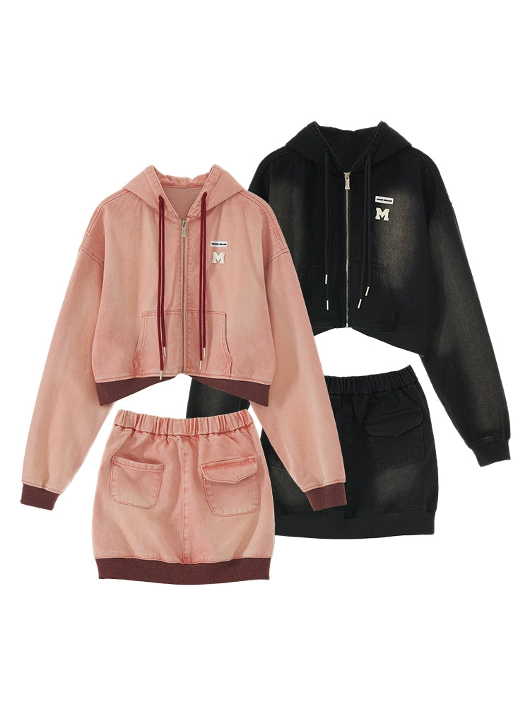 Short skirt cargo cropped jacket Set-up