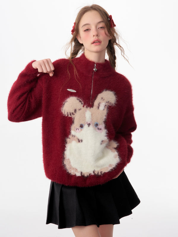 Vintage semi-turtleneck thickened sweater