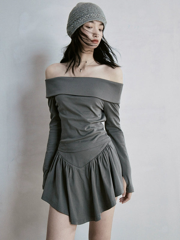 One-shoulder Detachable Culot Suit Set