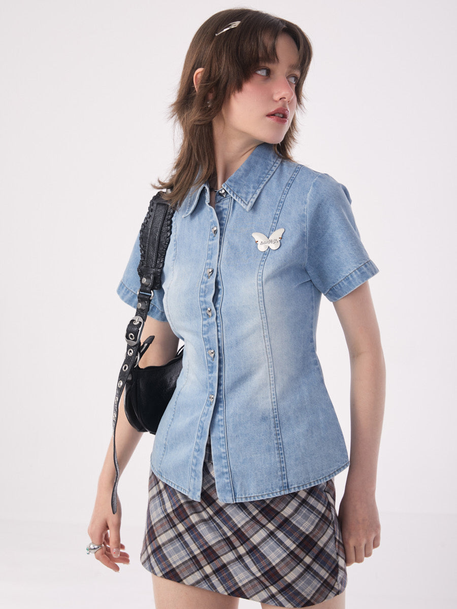 Casual Wash Slim Denim Shirt