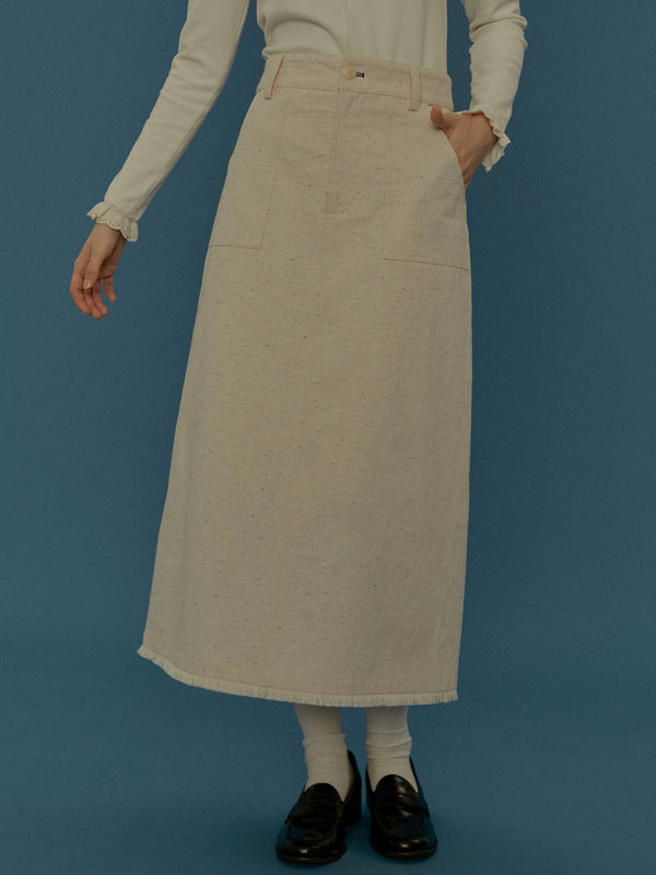 Tassel color dot midi skirt