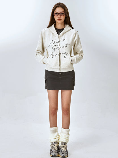 American Retro Hooded Sweatshirt Jacket