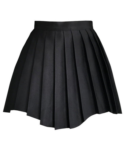 Satin Shiny Color Mode Ile Hem Pleated Skirt