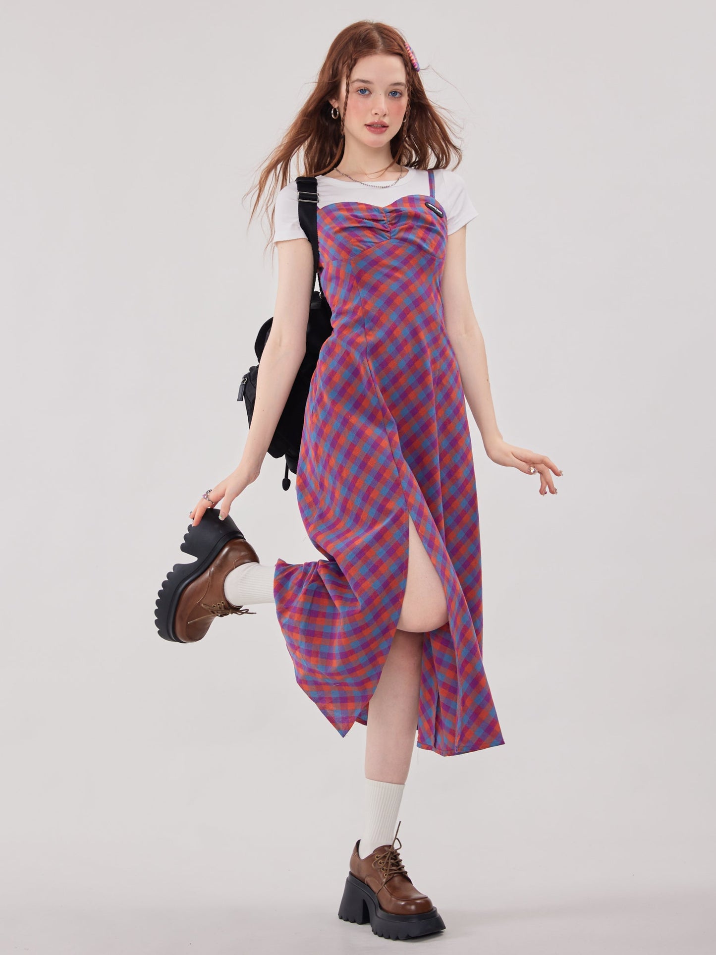 American Retro Plaid Dress