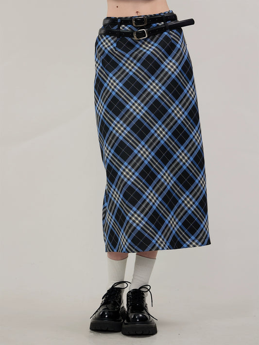 American mid-length plaid skirt
