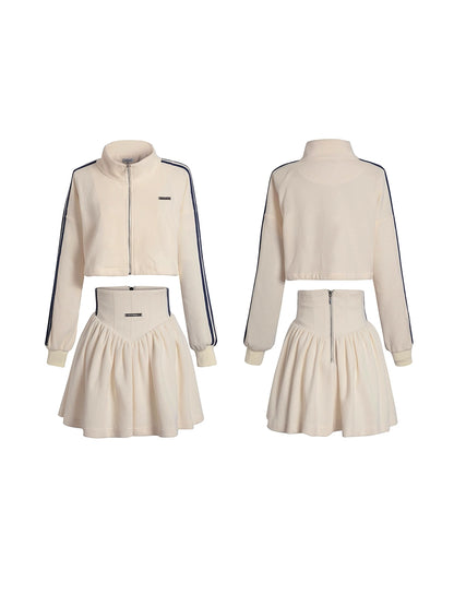 Tennis waffle sweatshirt short skirt set