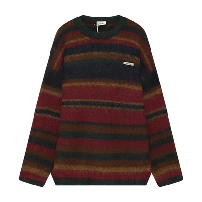 American Retro Stripes Loose Knit Tops