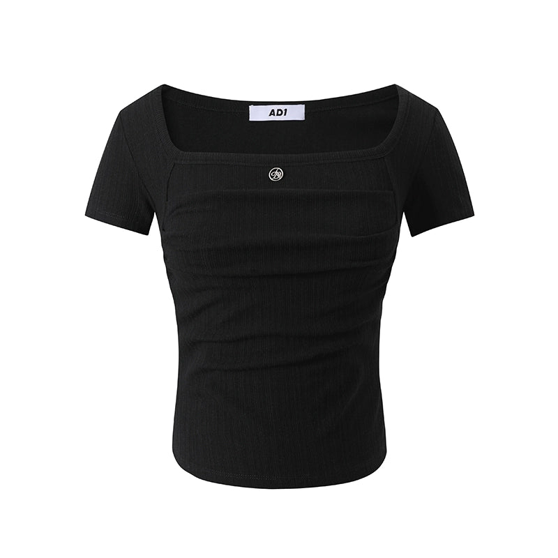 Basic Solid Pleated Crop Top