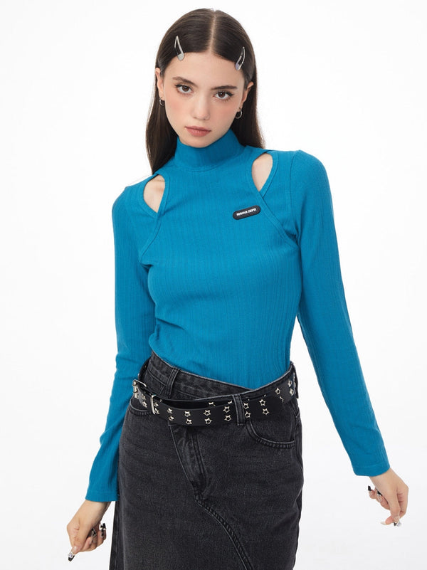 High Collar Bottom Knit Sweater