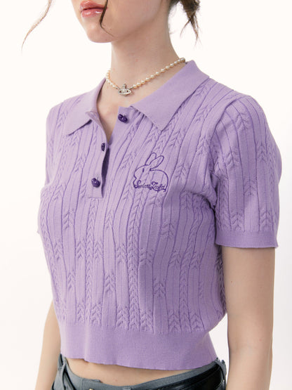 Polo Collar Knit Short Sleeve T-Shirt