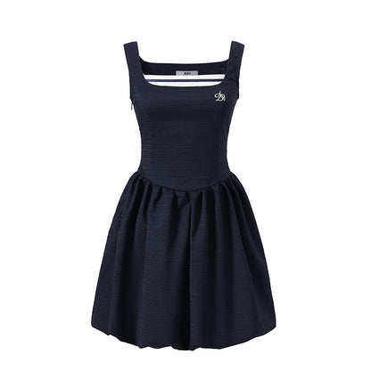 Neck Design Balloon Short Dress