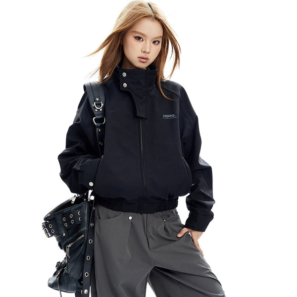 Stand Neck Wide Silhouette Windbreaker Jacket