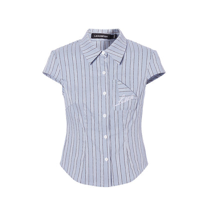 Slim fit striped shirt with pocket design