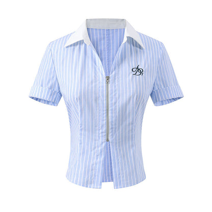 Logo Embroidery Stripe Slim Line Shirt