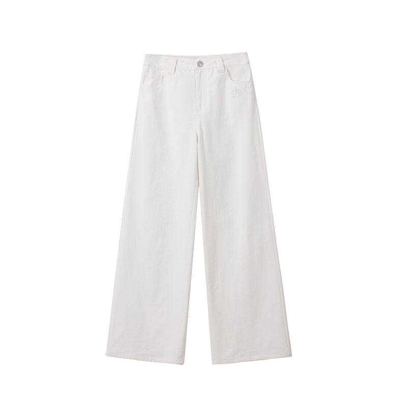 Wide Leg White Casual Pants