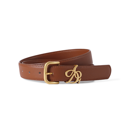 Gold Logo Leather Belt