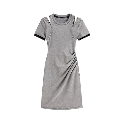 Casual dress with shoulder and back cut design