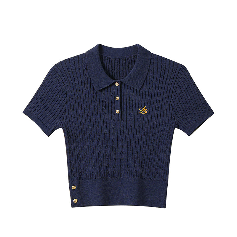 Slim Twist Knit Polo Shirt