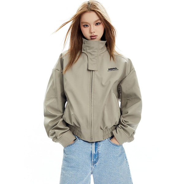 Stand Neck Wide Silhouette Windbreaker Jacket