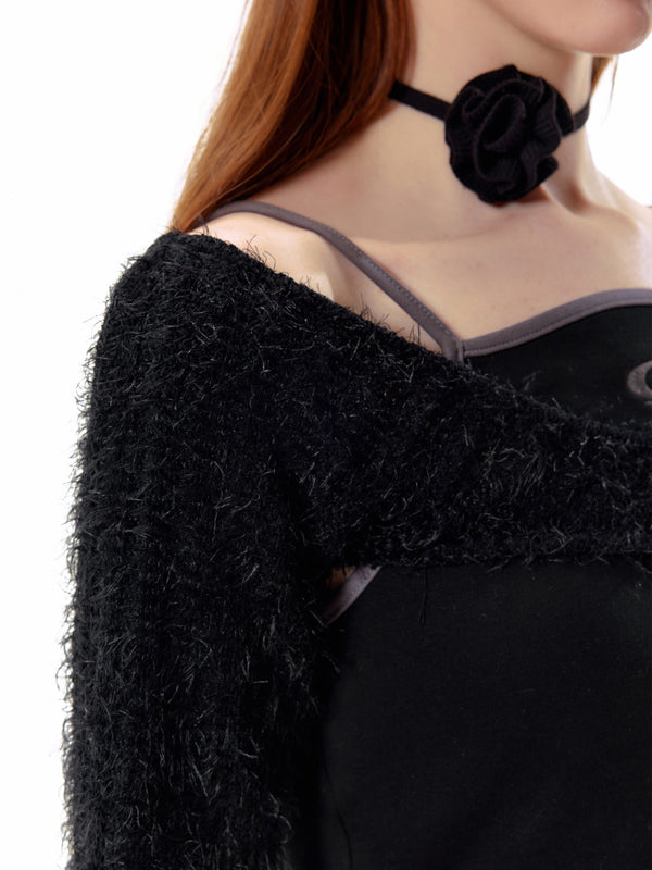 Camisole à logo de couleur contrastée et top court à motifs hirsutes