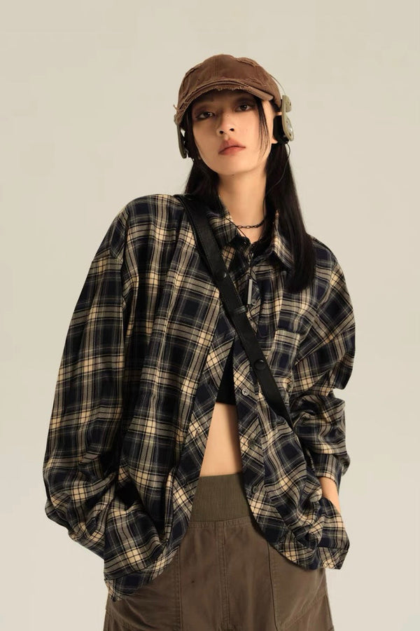 casual loose check shirt